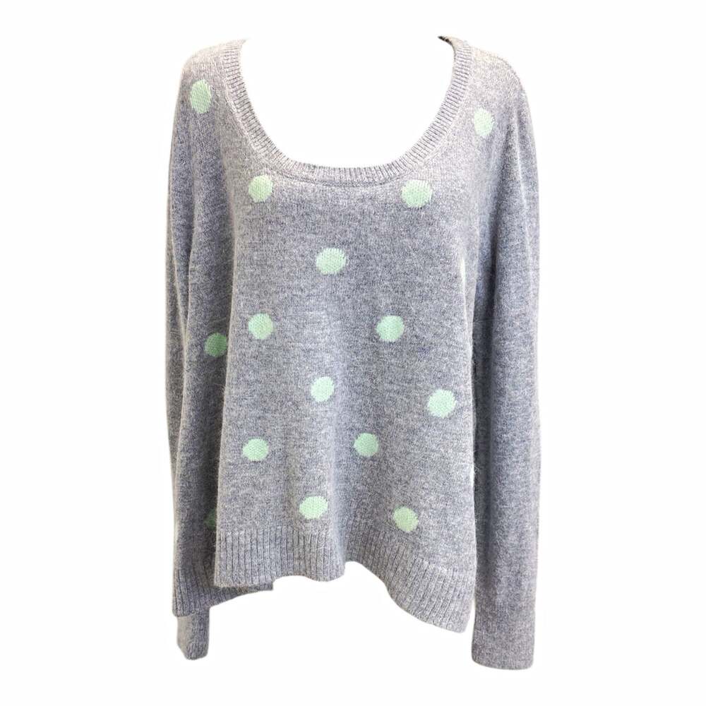 Victoria's Secret Women’s Gray Mint Polka Dot Knit Scoop Pullover Sweater L